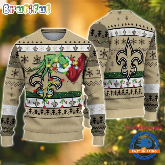 New Orleans Saints Inspired Ugly Christmas Sweater Funny Football Fan Design