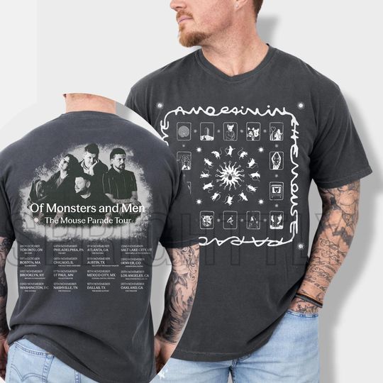 Discover Of Monsters and Men T-Shirt The Mouse Parade Tour Indie Folk Band Tee