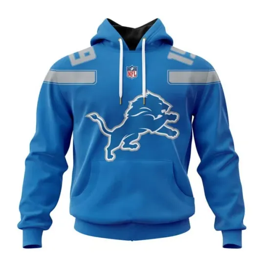 Detroit Lions | Specialized Design Away Kits Personalized Letters Number Hoodie