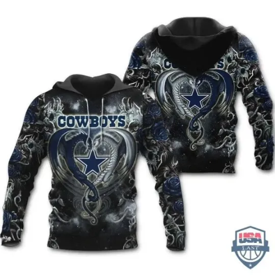 Discover Cow!boys Dragon football 3D Hoodie T-Shirt