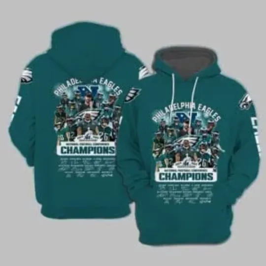 Discover Eagles 2024-2025 National Football Conference Champions Hoodie