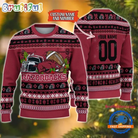 Discover Arkansas Razorbacks Inspired Ugly Christmas Sweater  Custom Football Fan Design