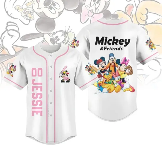 Discover Personalized Mickey & Friends Baseball Team Game Day Baseball Jersey Shirt
