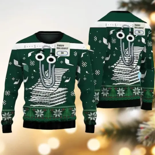 Discover Clippy Windows Ugly Christmas Sweater, Latest Holiday Sweater, Funny Windows Xma