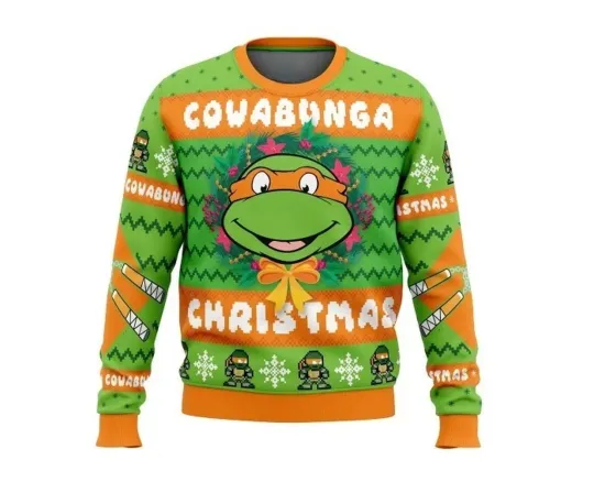 Cowabunga Michaelangelo Teenage Mutant Ninja Turtles Ugly Christmas Sweater