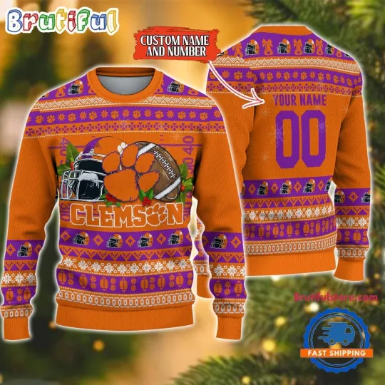 Clemson Tigers Fan Made Ugly Christmas Sweater Holiday Football Gift