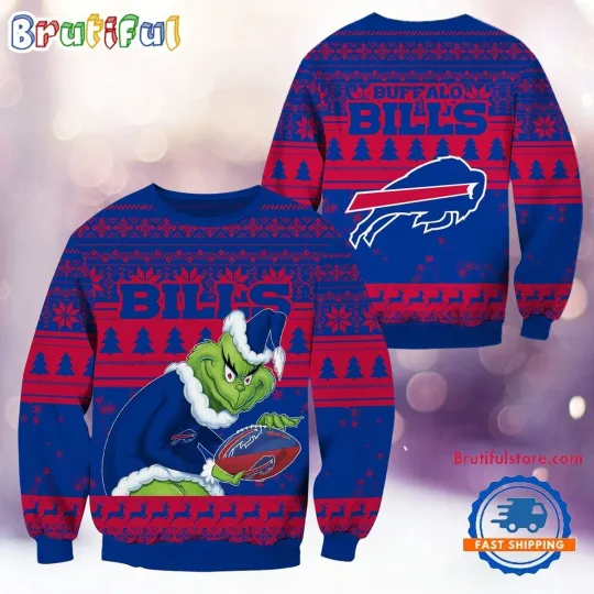 Buffalo Bills Fan Made Ugly Christmas Sweater  Holiday Football Gift