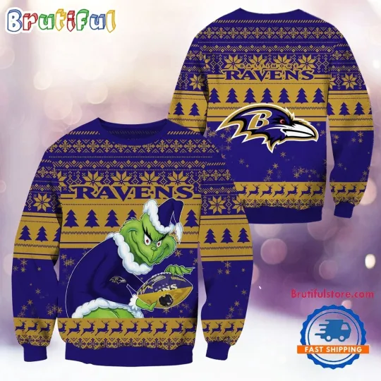 Discover Baltim0re Ravens Ugly Christmas Sweater  Inspired Funny Football Fan Gift