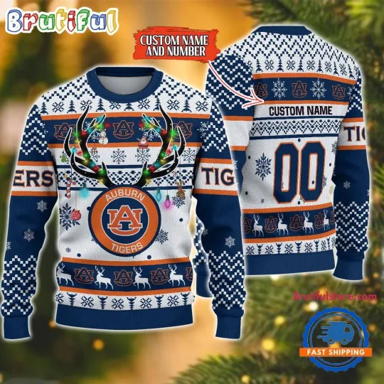 Discover Auburn Tigers Inspired Reindeer Light Ugly Christmas Sweater  Fan Design