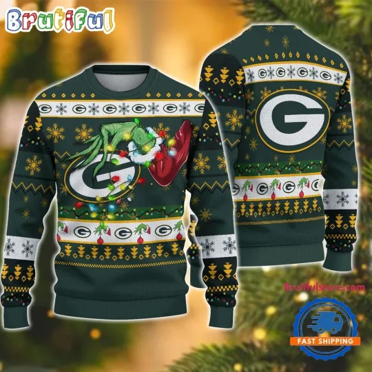 Green Bay Packers Inspired Ugly Christmas Sweater Funny Football Fan Design