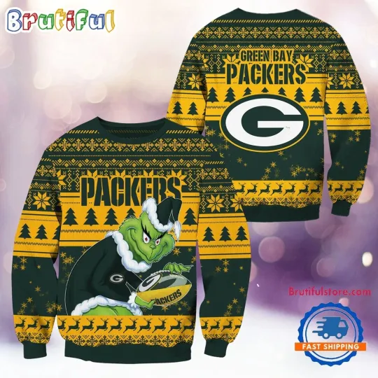 Green Bay Packers Fan Made Ugly Christmas Sweater Holiday Football Gift