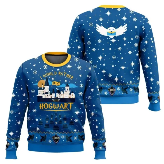 Harry Potter I Would Rather Be At Hogwart Ravenclaw Ugly Sweater