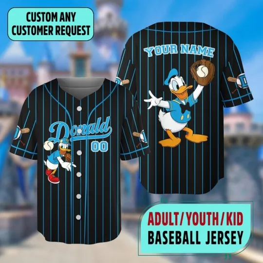 Discover Personalized Donald Duck Mickey & Friends Matching Sports Baseball Jersey Shirt