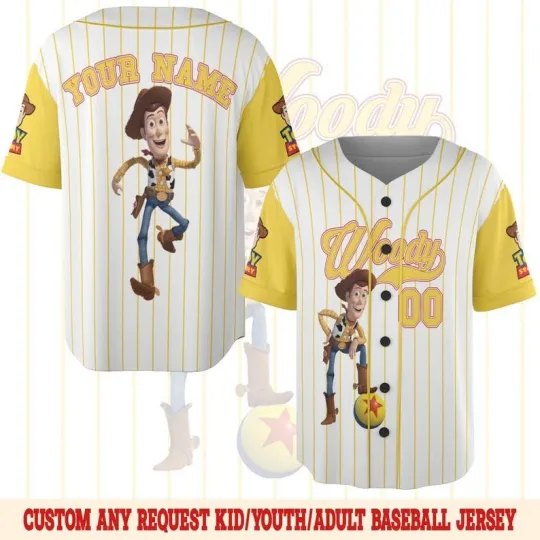 Discover Personalized Sheriff Woody Cowboy Toy Story Baseball Jersey Shirt