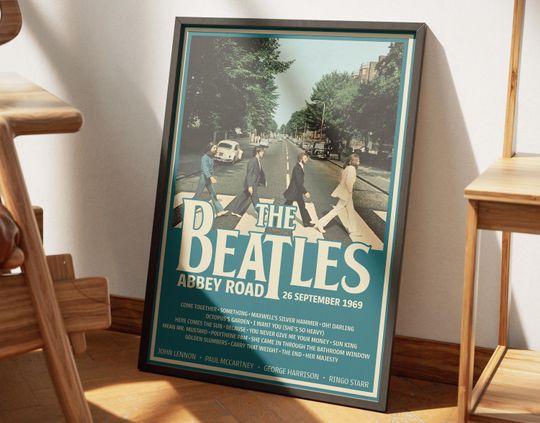 The Beatles Abbey Road 1969 Album Poster, Premium Matte Vertical Wall Art, Music & Retro Home Decor