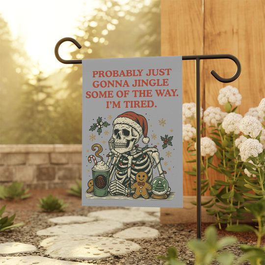 Discover Funny Christmas Garden Flag | Sarcastic Christmas Skeleton Yard Flag | Holiday Yard Art | Christmas Yard Sign