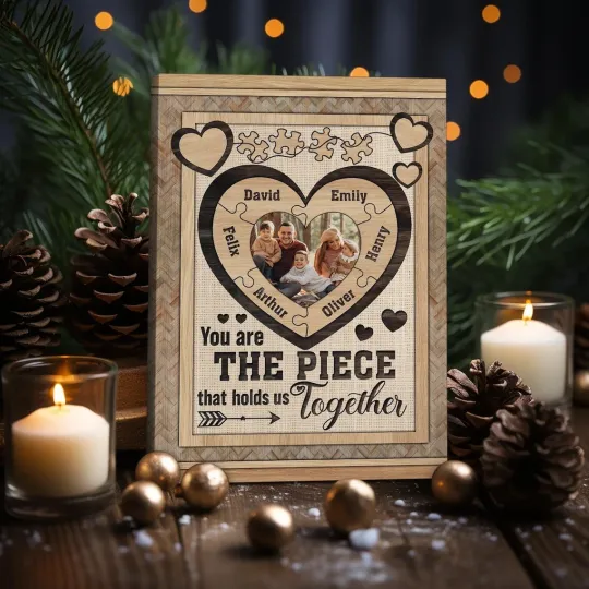 Personalized Mom Puzzle Piece Canvas, Family Names Wall Art - Mother’s Day Gift