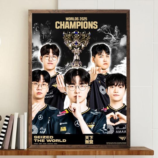 T1 World Champions 2025 Poster League of Legends Worlds Trophy Art Print Unframed