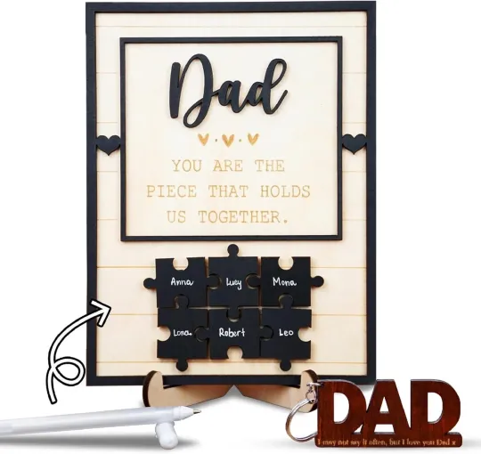 Dad Puzzle Sign Wooden Frame You are The Piece Holds Us Together Plaque Family