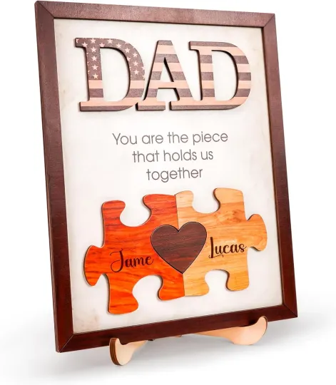 Dad Puzzle Piece DIY Sign Father’S Day Sign Wooden Table Decor Personalized Fath