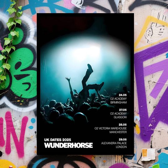 Discover Wunderhorse UK Tour 2025 Poster, Vintage Music Wall Art, Classic Movie Poster