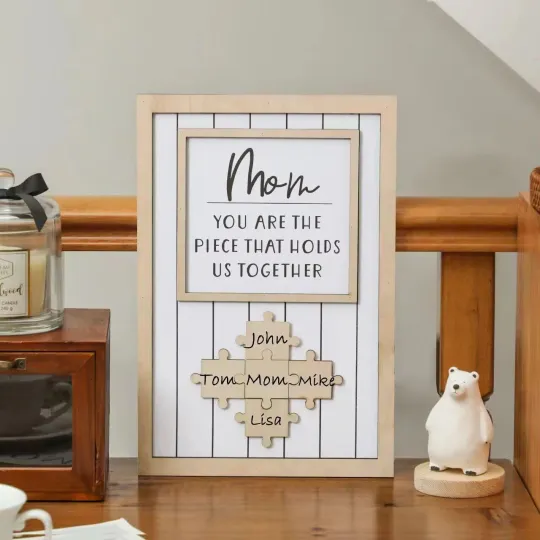 Personalized Mom Puzzle Sign,Mom You Are the Piece That Holds Us Together Puzzle