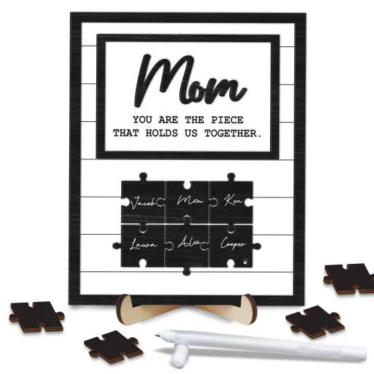 Mom You Are the Piece That Holds Us Together Puzzle Sign Frame Wood DIY Birthday