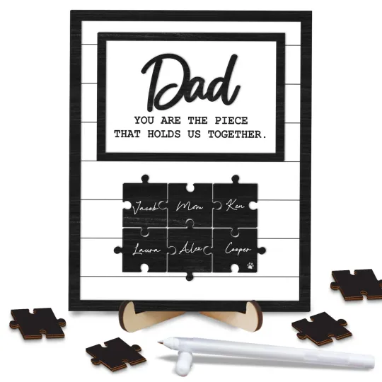 Dad Puzzle Sign Wooden Frame You are The Piece Holds Us Together Plaque