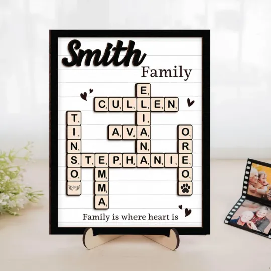 Personalized Scrabble Name Sign, Grandkids Crossword, Custom Family Gift