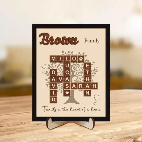 Personalized Scrabble Name Sign, Grandkids Crossword, Custom Family Gift