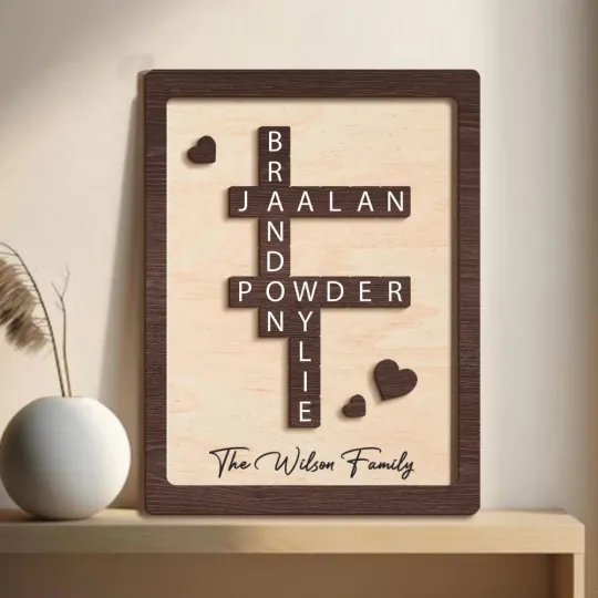 Personalized Scrabble Name Sign, Grandkids Crossword, Custom Family Gift