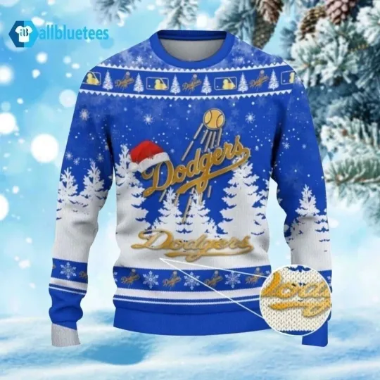 Dodgers Santa Hat Christmas Ugly Sweater