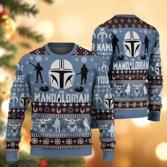 Discover Custom The Mandalorian Christmas Ugly Sweater, Disney Star Wars Xmas Sweater