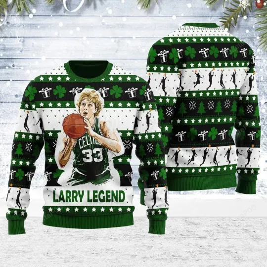 Larry Bird Christmas Ugly Sweater gift Family Funny All size