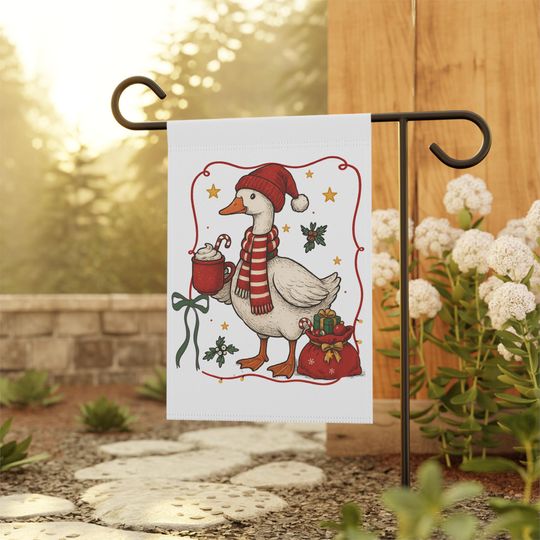 Discover Santa Christmas Goose Double-Sided Holiday Garden Flag
