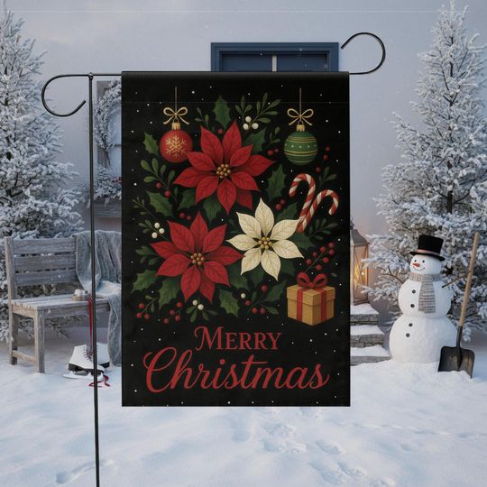 Discover Merry Christmas Garden Flag: Poinsettia Christmas Decor