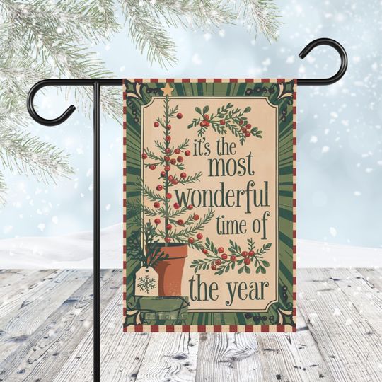 Discover Christmas Garden Flag PNG, Nostalgic Holiday Design (Digital Download)