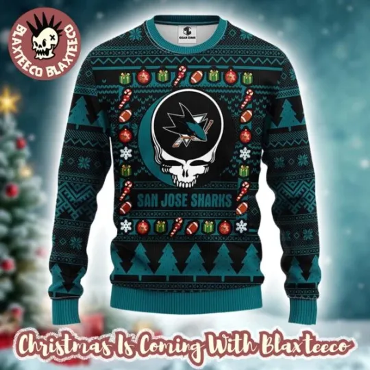 Grateful Dead NHL San Jose Shark Ugly Christmas Sweater
