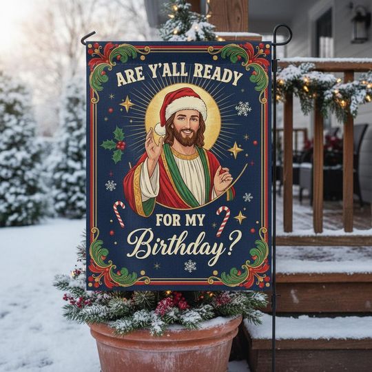 Discover Funny Jesus Christmas Garden Flag: Religious Holiday Humor Decor
