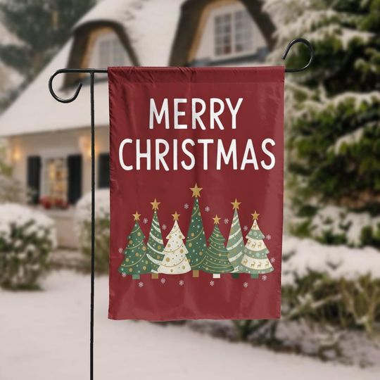 Discover Merry Christmas Garden Flag, Holiday Outdoor Yard Decoration, Red and Green Christmas Tree Flag, Festive Winter Home Decor