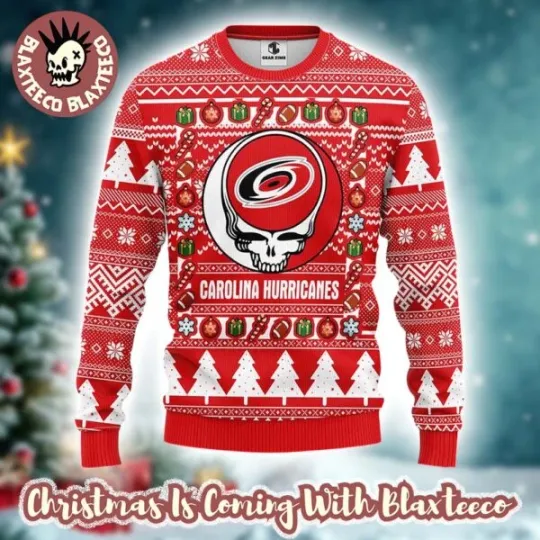 Grateful Dead NHL Carolina Hurricane Ugly Christmas Sweater