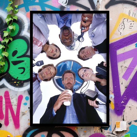 House MD Group Shot Poster, Vintage Film Wall Art, Classic Movie Poster for Home & Living