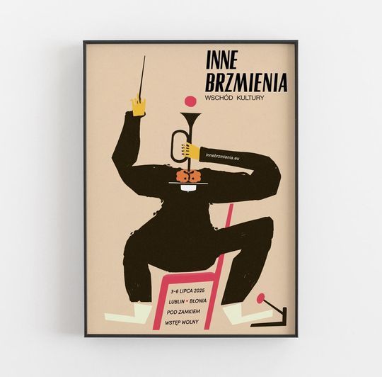 Discover Different Sounds Music Festival Poster - Man with Trumpet, Independent Music, Lublin Poland