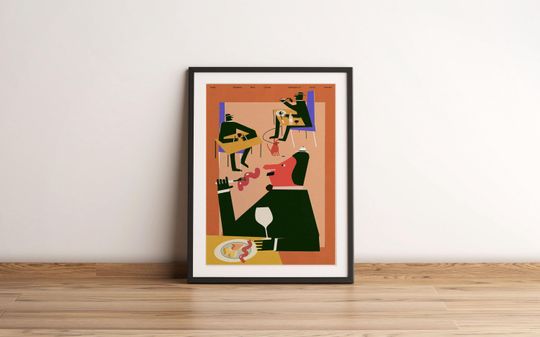 Discover Vintage Cafe Scene Poster, Food & Drink Wall Art