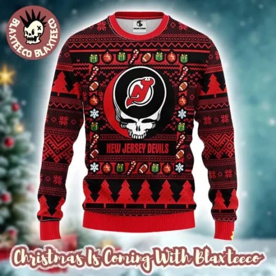 Grateful Dead NHL New Jersey Devil Ugly Christmas Sweater