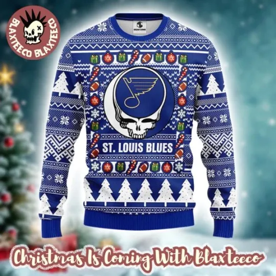 Grateful Dead NHL St.Louis Blue Ugly Christmas Sweater