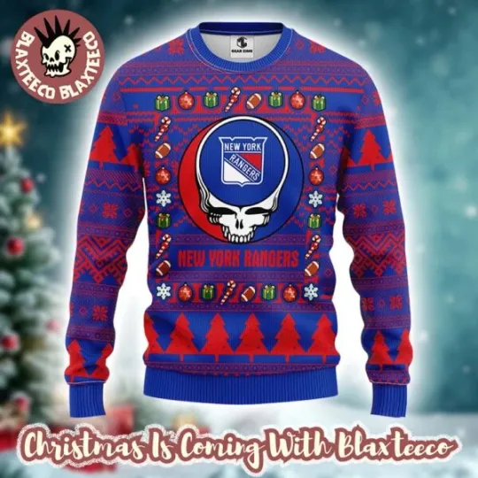 Grateful Dead NHL New York Ranger Ugly Christmas Sweater