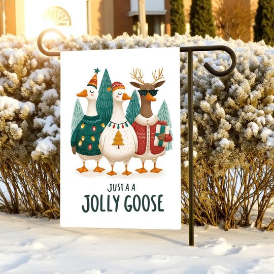 Discover Jolly Goose Garden Flag, Funny Christmas Decor, Holiday Goose, Outdoor Flag, Winter Decor, Festive Xmas, Cute