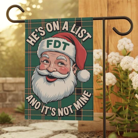 Discover Retro Santa 'He's on The List' Christmas Garden Flag