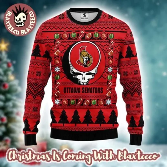 Grateful Dead NHL Ottawa Senator Ugly Christmas Sweater